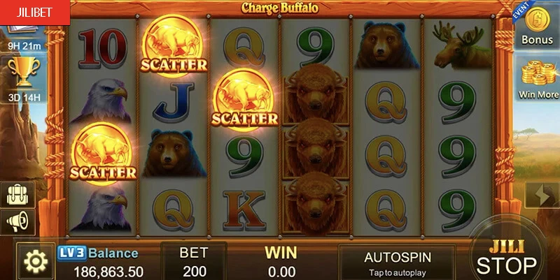 Jilibet Charge Buffalo Slot Machine Free Spins Bonus